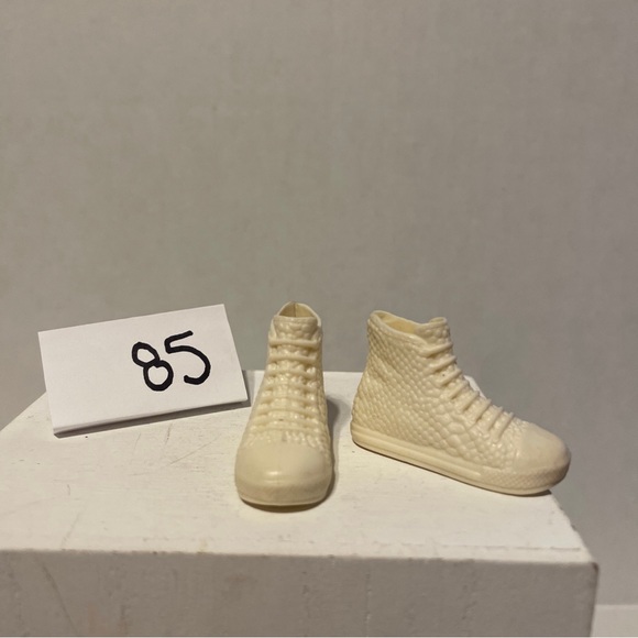 BARBIE KEN SHOES SNEAKERS OFF-WHITE CREAM HIGH-TOP TENNIS SHOES ONLY DOLL SHOES - Picture 2 of 9